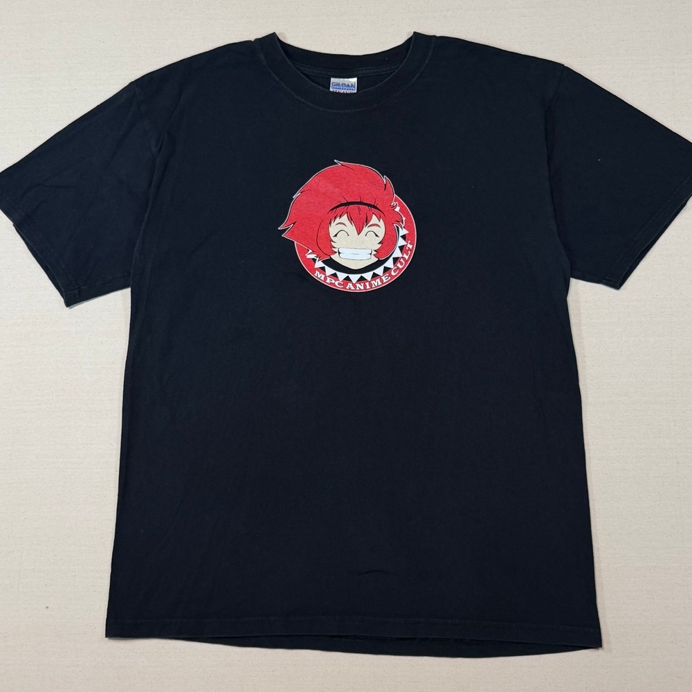 Vintage MPC Anime Cult Graphic T-Shirt Mens Large Black Heavyweight Cotton Tee